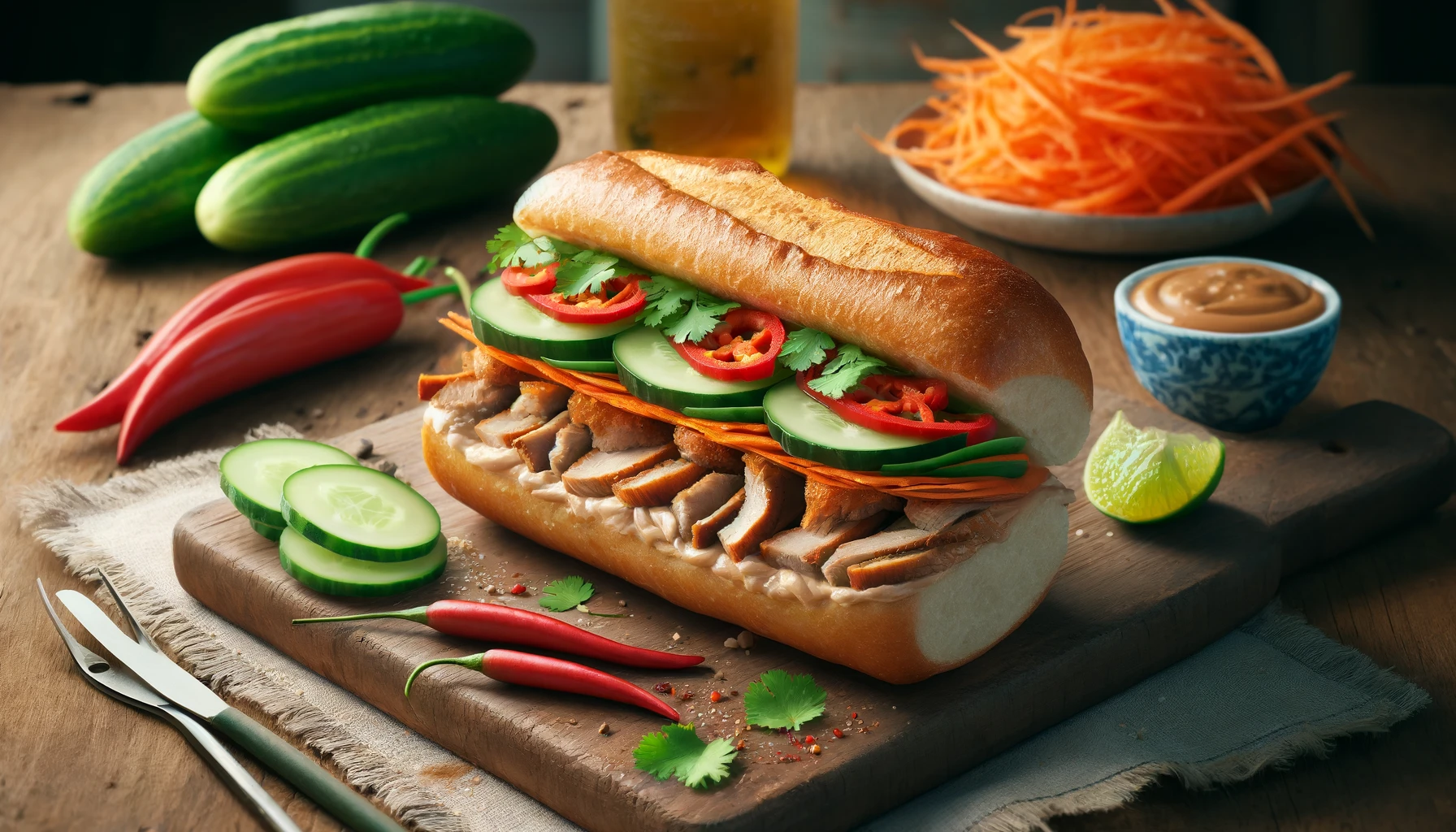 a traditional Vietnamese dish, Banh Mi.